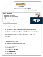 Lesson Notes L7-Introduction To Microsoft Powerpoint: Grade