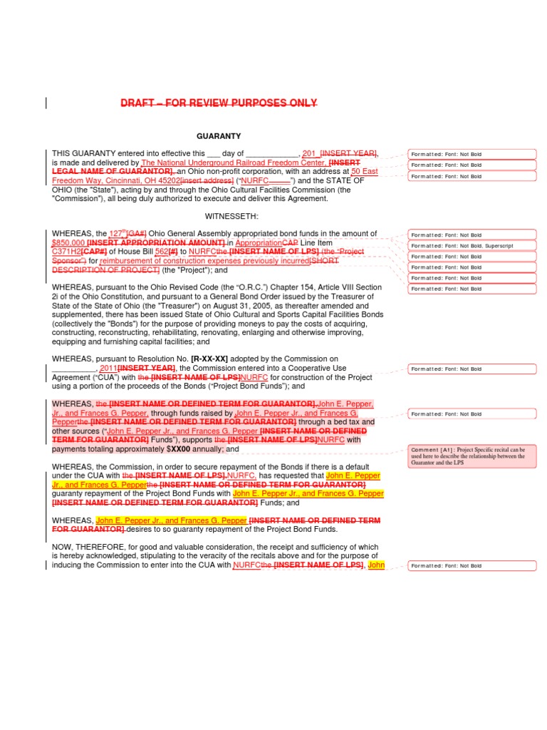 NURFC Guaranty Agreement Draft | PDF | Guarantee | Government Information