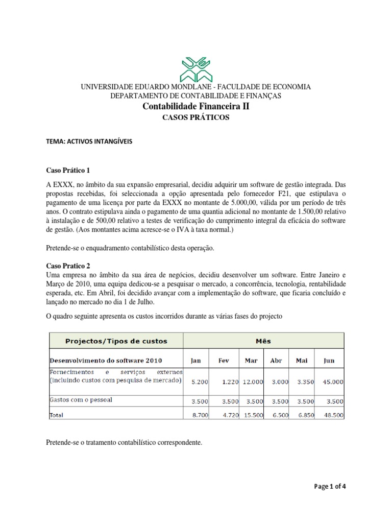 Tratamento Contabilístico de Ativos Intangíveis | PDF | Contabilidade ...