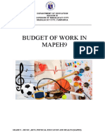 Budget of Work in Mapeh9: Department of Education Region Iii Division of Mabalacat City Mabalacat City, Pampanga