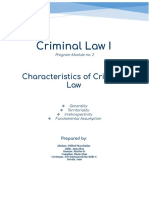 BLOCK B, GROUP 1 - Characteristics of Criminal Law - PROGRAM MODULE NO. 2