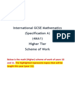 International GCSE Mathematics High - Scheme of Work (2021 - 2022)