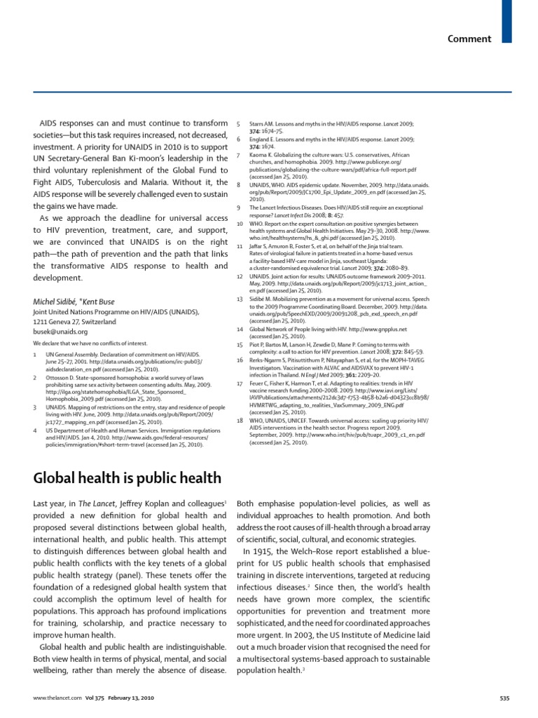 Global Health Is Public Health | PDF | Public Health | Joint United ...