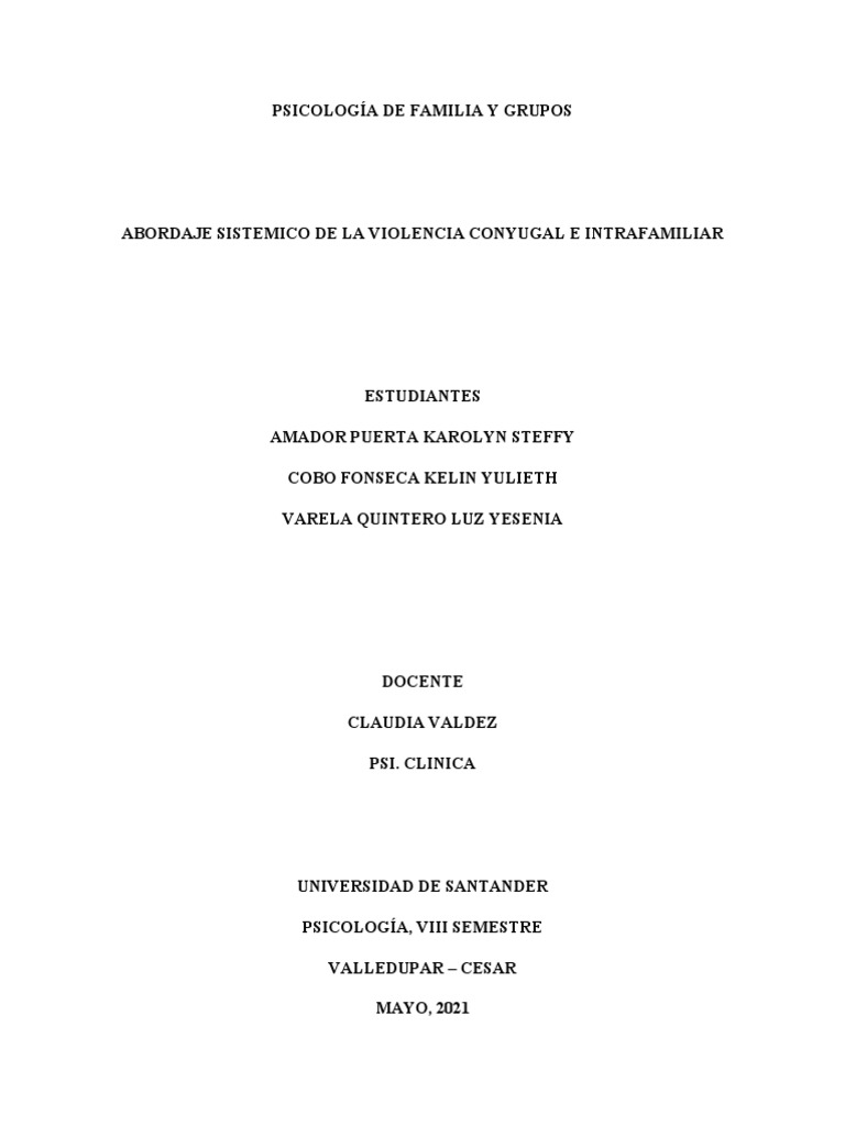 Abordaje Sistémico de la Violencia Familiar | PDF | Violencia ...
