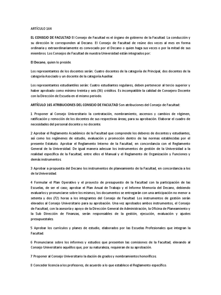 Artículo 164 | PDF | Plan de estudios | Universidad
