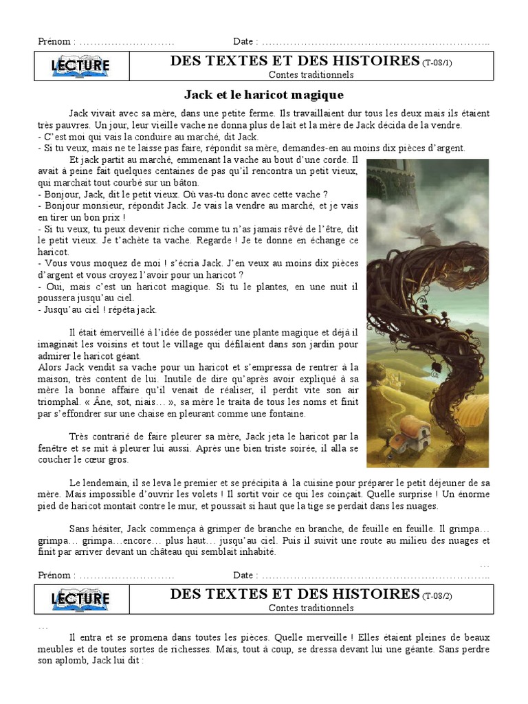Jack Et Le Haricot Magique Résumé Pdf