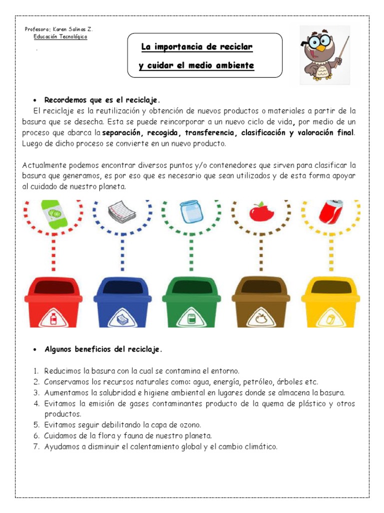Importancia del Reciclaje para Niños | PDF | Reciclaje | Residuos