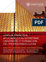 Lengua Francesa Aplicada (Ucm/Sorbonne Université) Y Formación Del Profesorado (Ucm)