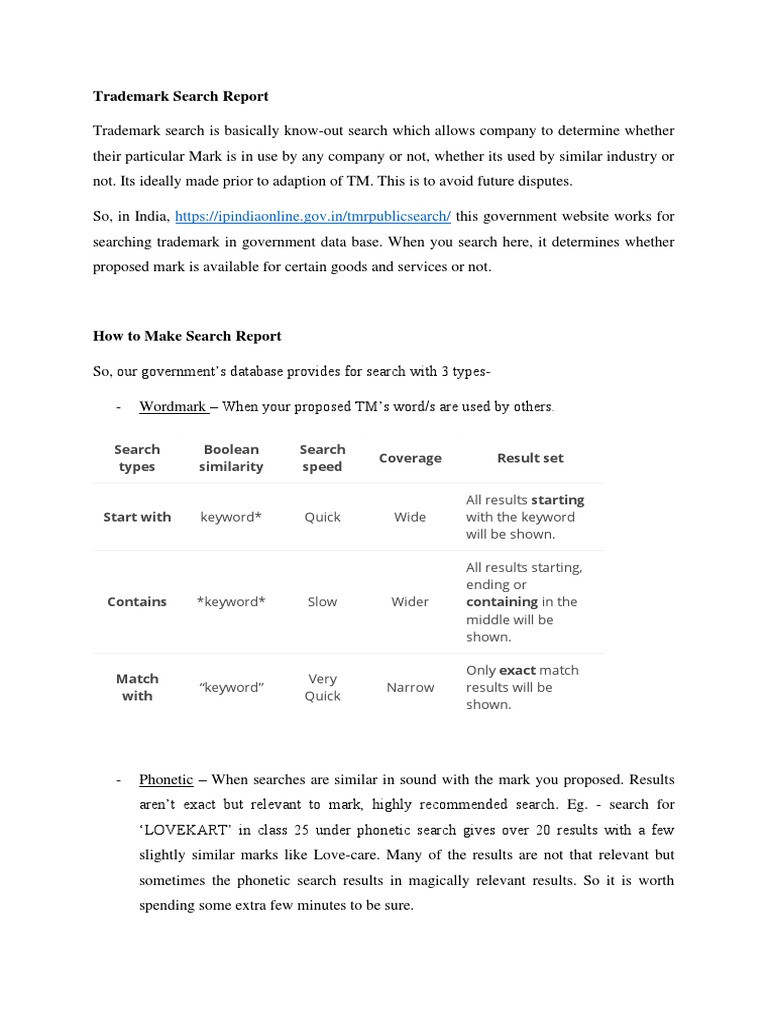 View of Trademark Search Report | PDF | Trademark | Reserved Word