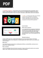 Presentation/ Visualization - : A.) Zoho