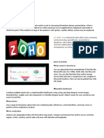 Presentation/ Visualization - : A.) Zoho