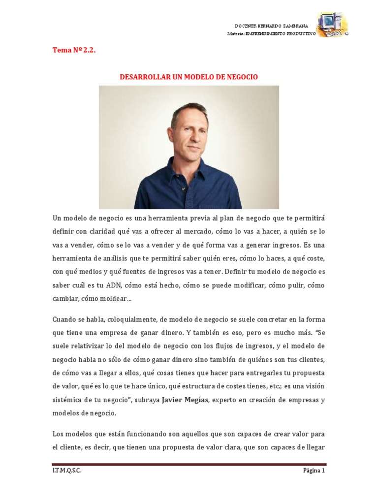 Desarrollar Un Modelo de Negocio | PDF | Modelo de negocio | Iniciativa ...