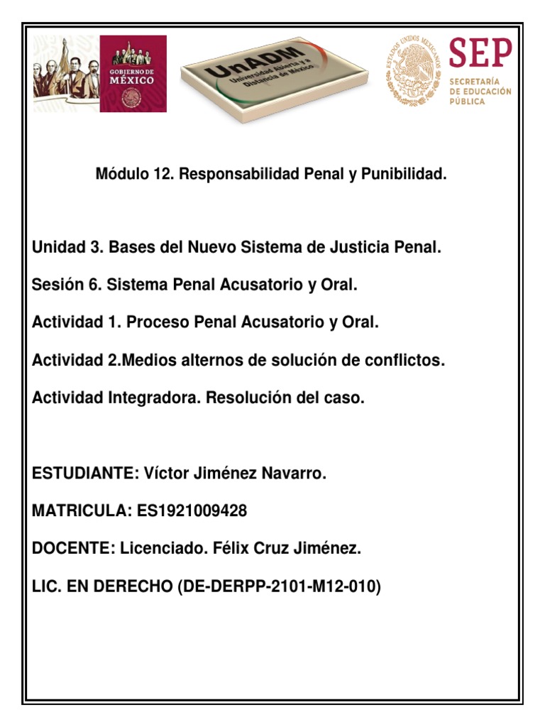 Responsabilidad Penal y Punibilidad | PDF | Mediación | Procedimiento ...