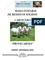 PROGRAMA MANEJO INTEGRAL DE RESIDUOS SOLIDOS CARNICERIA PROVECARNES
