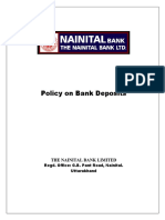 Policy On Bank Deposits: The Nainital Bank Limited