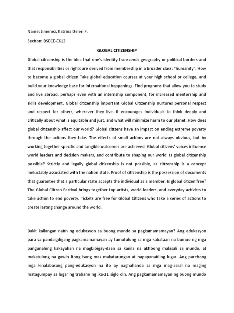 Global Citizenship: A Guide for Students | PDF | Citizenship | Social ...