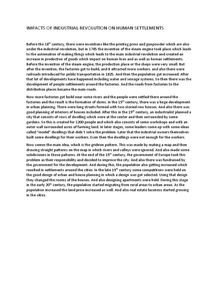 Human Settlements in the Industrial Era | PDF | Industrial Revolution ...