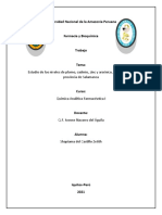 QAF I - Estudio de Los Niveles de Plomo, Cadmio, Zinc y Arsénico, en Aguas de La Provincia de Salamanca