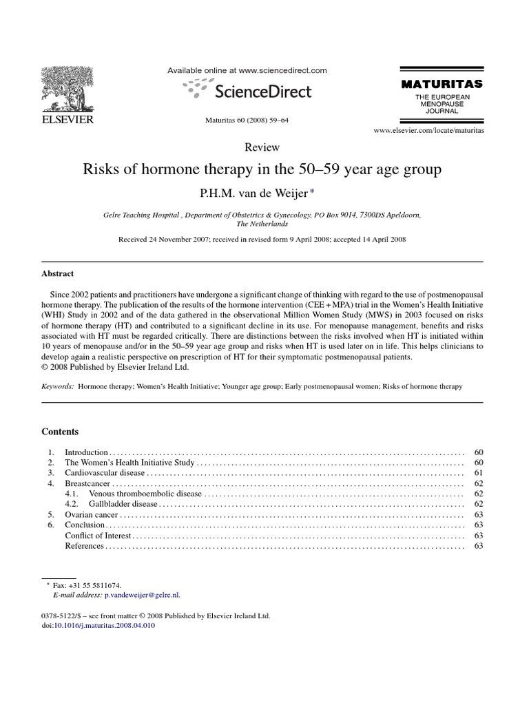 Risks of Hormone Therapy in The 50-59 Year Age Group | PDF | Hormone ...