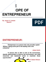 Nature and Scope of Entrepreneur: By: Jayna A. Limalan Beed-Lll