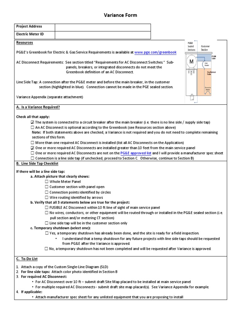 PG&E Variance Form Instructions | PDF | Alternating Current | Pacific ...