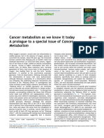 Cancer Metabolism As We Know It Today - A Prologue To A Special Issue of Cancer Metabolism