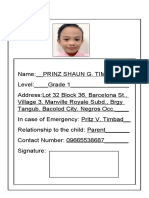Student profile card for Prinz Shaun G. Timbad