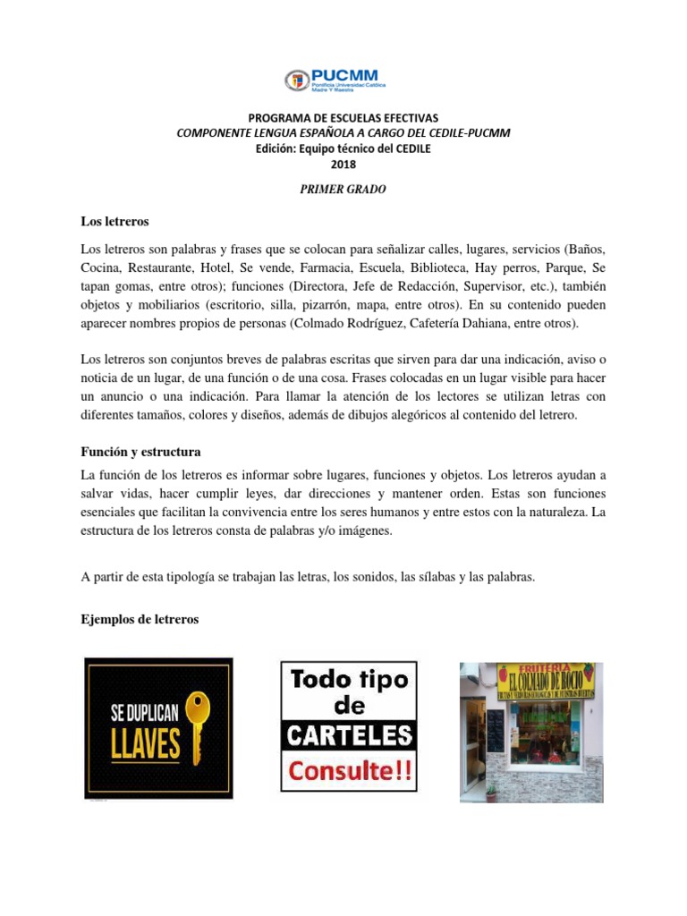 Definición y función de letreros | PDF