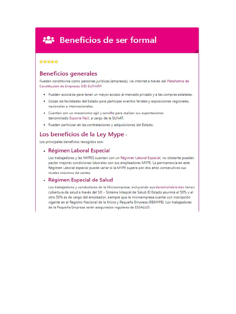 Beneficios de Ser Formal PDF