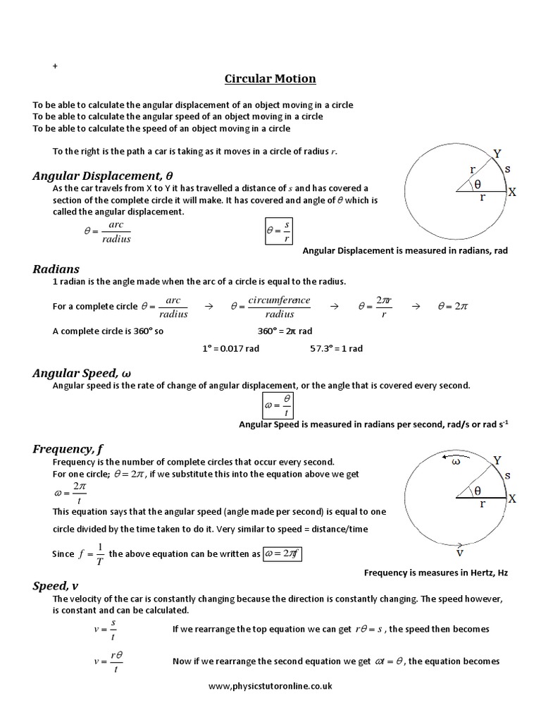 Angular Displacement, θ: Circular Motion | PDF | Speed | Angle