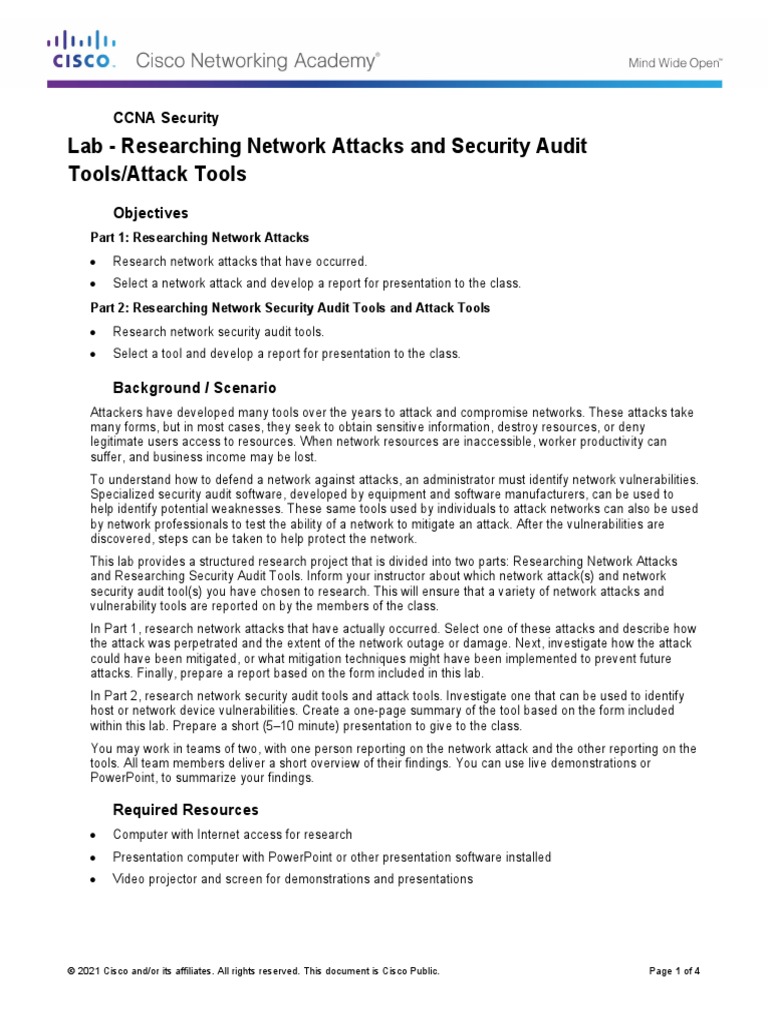 Researching Network Attacks and Security Audit Tools | PDF ...