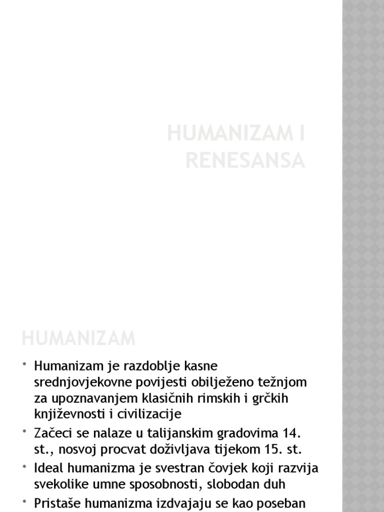 Humanizam I Renesansa | PDF