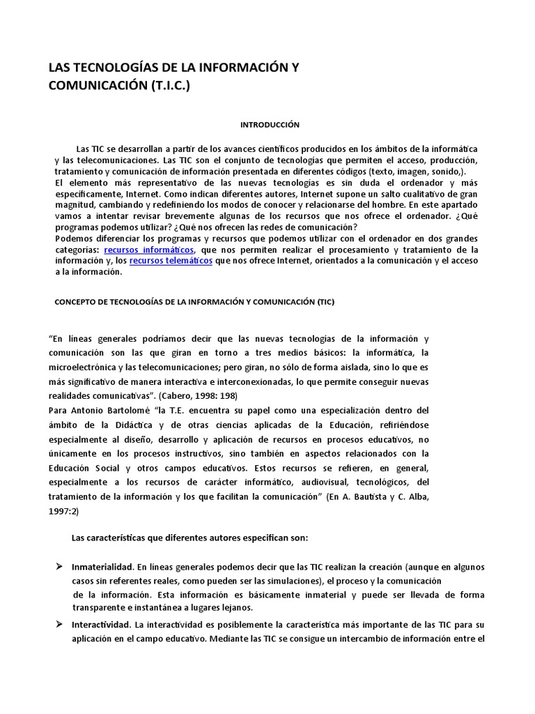 Introducción a las TIC en Educación | PDF | Tecnología de información y ...
