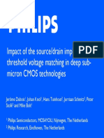 Impact of The Source/drain Implants On Threshold Voltage Matching in Deep Sub-Micron CMOS Technologies