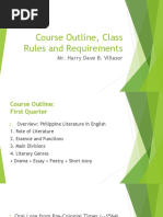 Course Outline, Class Rules and Requirements: Mr. Harry Dave B. Villasor