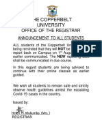 The Copperbelt University: Office of The Registrar