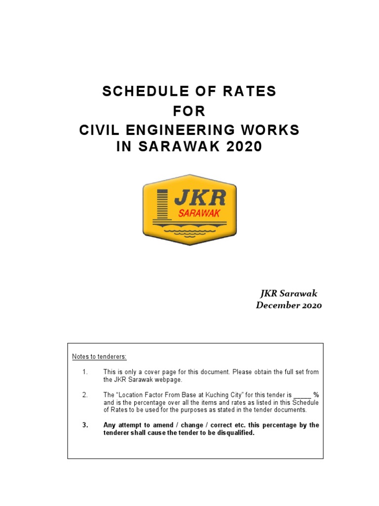 JKR Sarawak Civil Engineering Rates 2020 | PDF | Drainage | Concrete