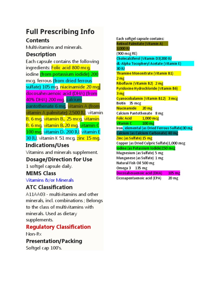Mosvit Elite Multivitamin Overview | PDF