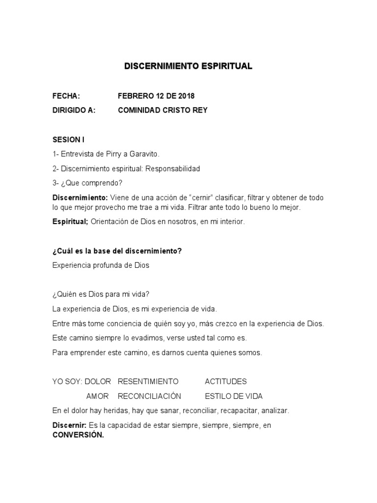 Discernimiento Espìritual Sesiòn I | PDF | Amor | Dios