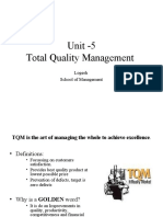 Unit - 5 Total Quality Management: Logesh School of Management