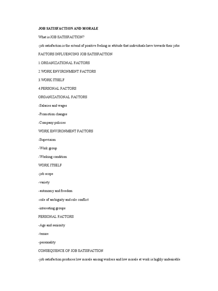 Job Satisfaction and Employee Morale Insights | PDF | Job Satisfaction ...