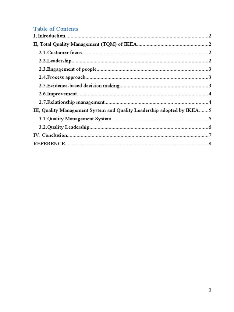 Draft IKEA Quality Management Nguyen Thu Huong 11182135 PDF Quality