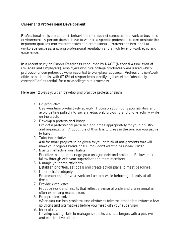 Career and Professional Development | PDF | Learning | Expert