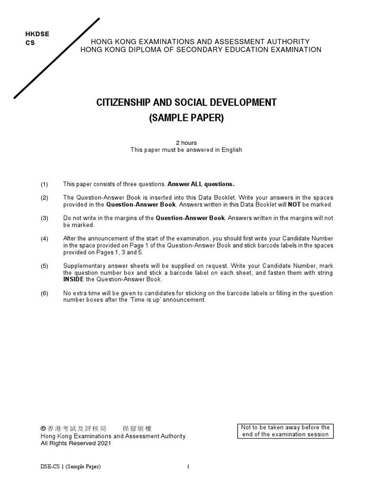 Citizenship and Social Development (Sample Paper) | Download Free PDF ...