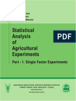 Statistical Analysis of Agricultural Experiments Part I Single Factor Experiments