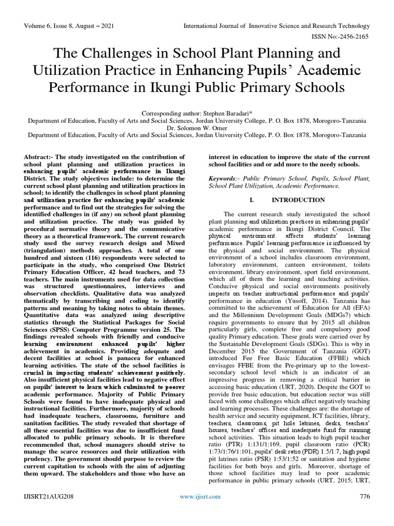 The Challenges In School Plant Planning And Utilization Practice In
