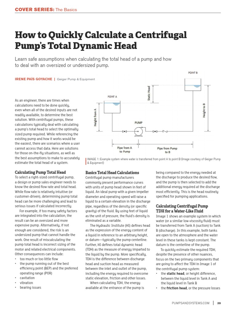 Calculating Total Dynamic Head for Pumps | PDF | Pump | Fluid Dynamics