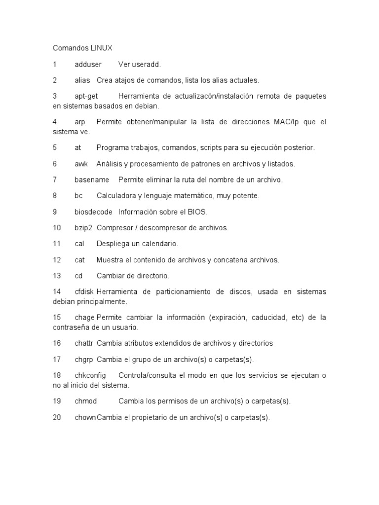Lista de Comandos de Linux | PDF | Archivo de computadora | Interfaz de ...