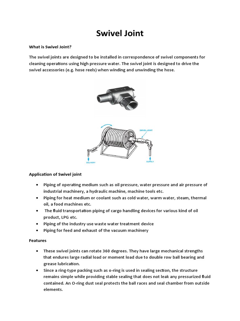 An InDepth Look at Swivel Joints Their Design, Applications, Features