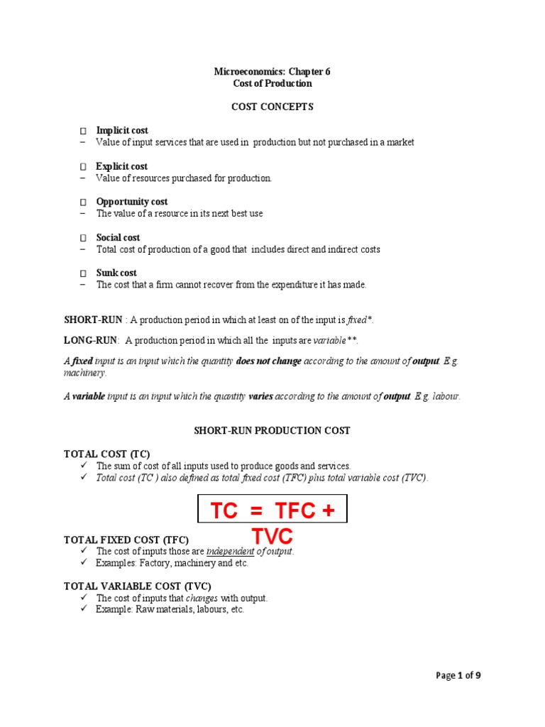 Chapter 6 Cost of Production | PDF | Average Cost | Economies Of Scale